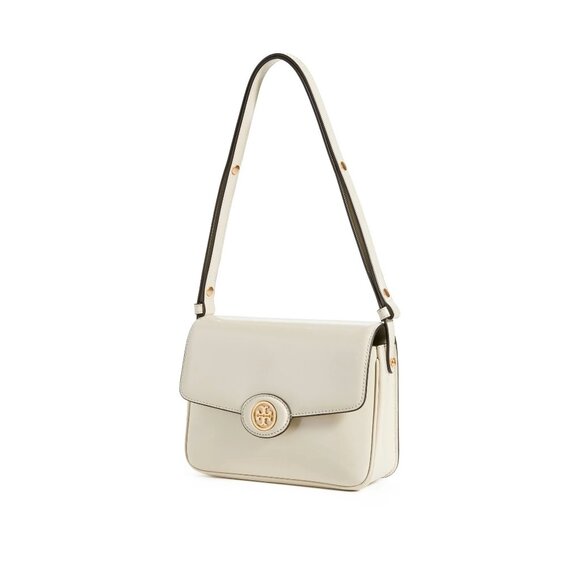 N-4. Tory Burch Robinson Spazzolato Leather Shoulder Bag Shea Butter